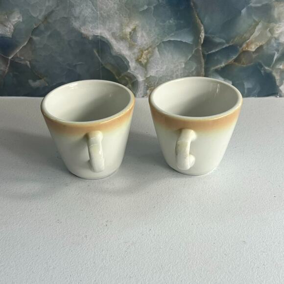 Shenango China Mug Set of 2 Ivory With Yellow Rim Ombre Heavy - Picture 2 of 5